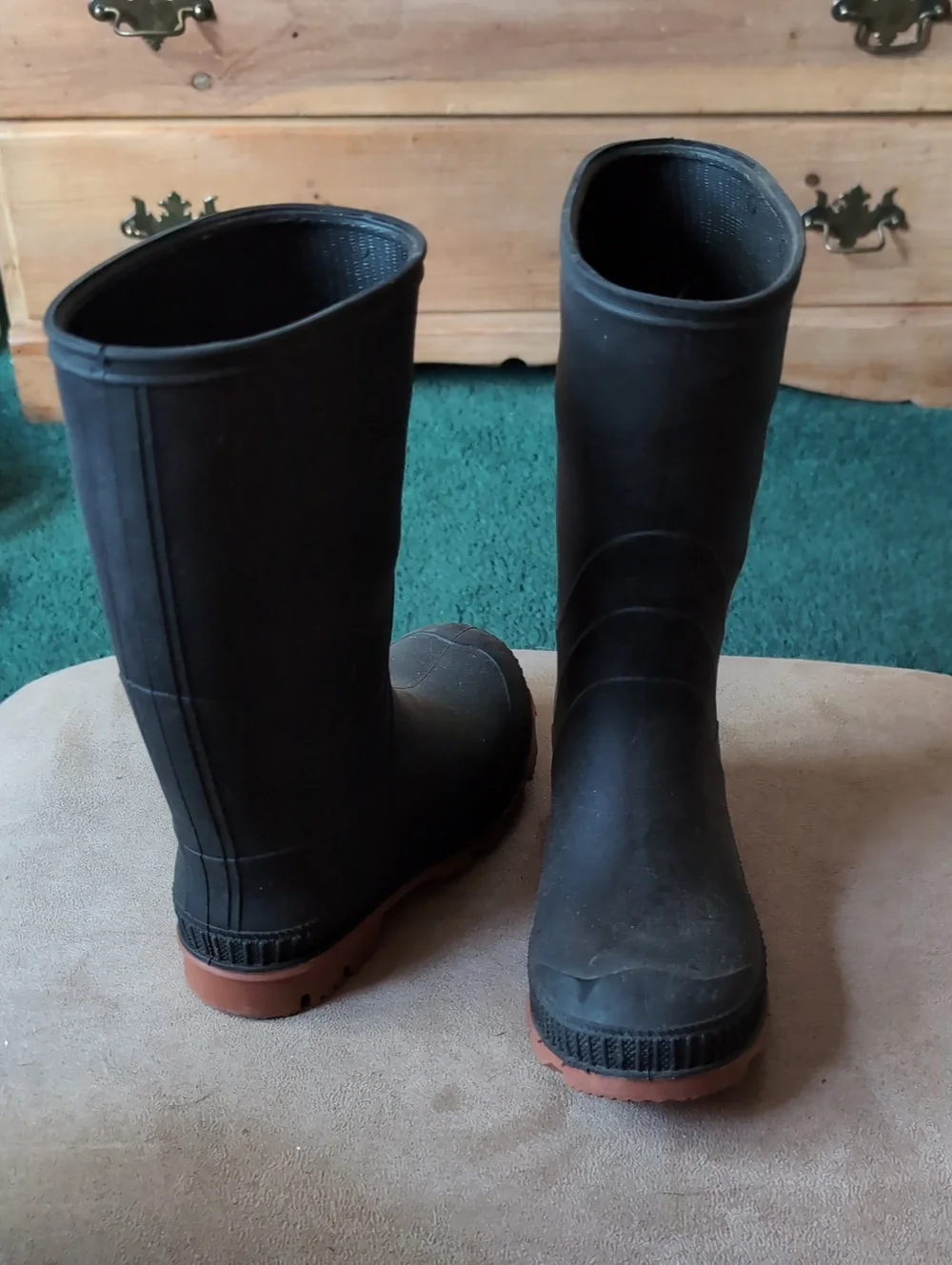 Kids Black Waterproof Rubber Boots